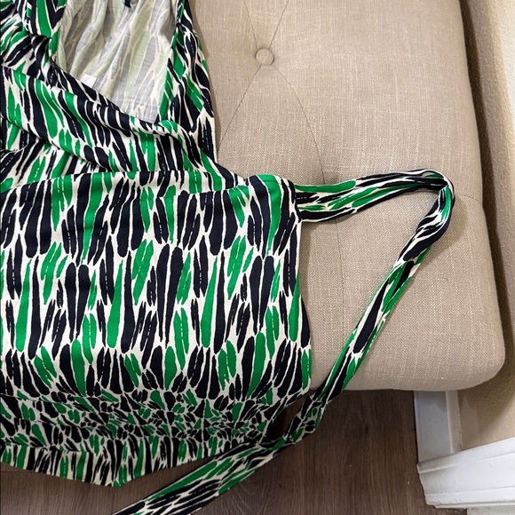 Diane Von Furstenberg | DVF Green and Navy Print Vintage Silk Wrap Dress Size 8 - Picture 13 of 13
